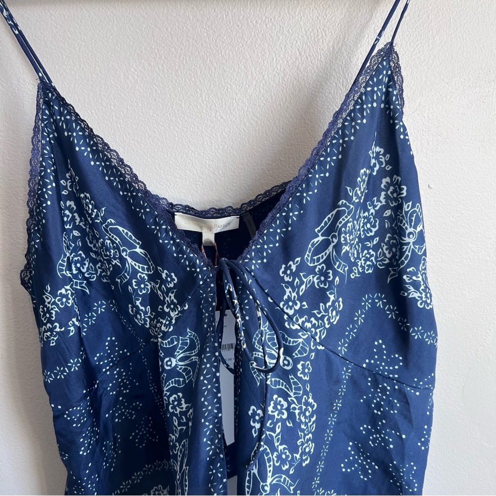 NWT LoveShackFancy Tivelo Top Bandana Print Silk Navy White XL - Picture 12 of 12